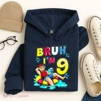 Bruh Im 9 Funny 9th Birthday Pool Party Beach Cool Hoodie thumb 4