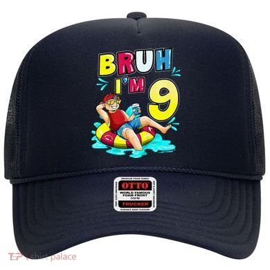 Bruh Im 9 Funny 9th Birthday Pool Party Beach Cool Hat