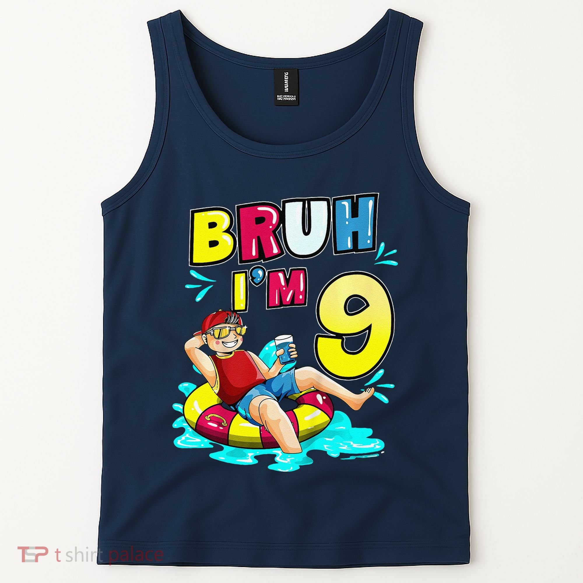 Bruh Im 9 Funny 9th Birthday Pool Party Beach Cool Tank Top