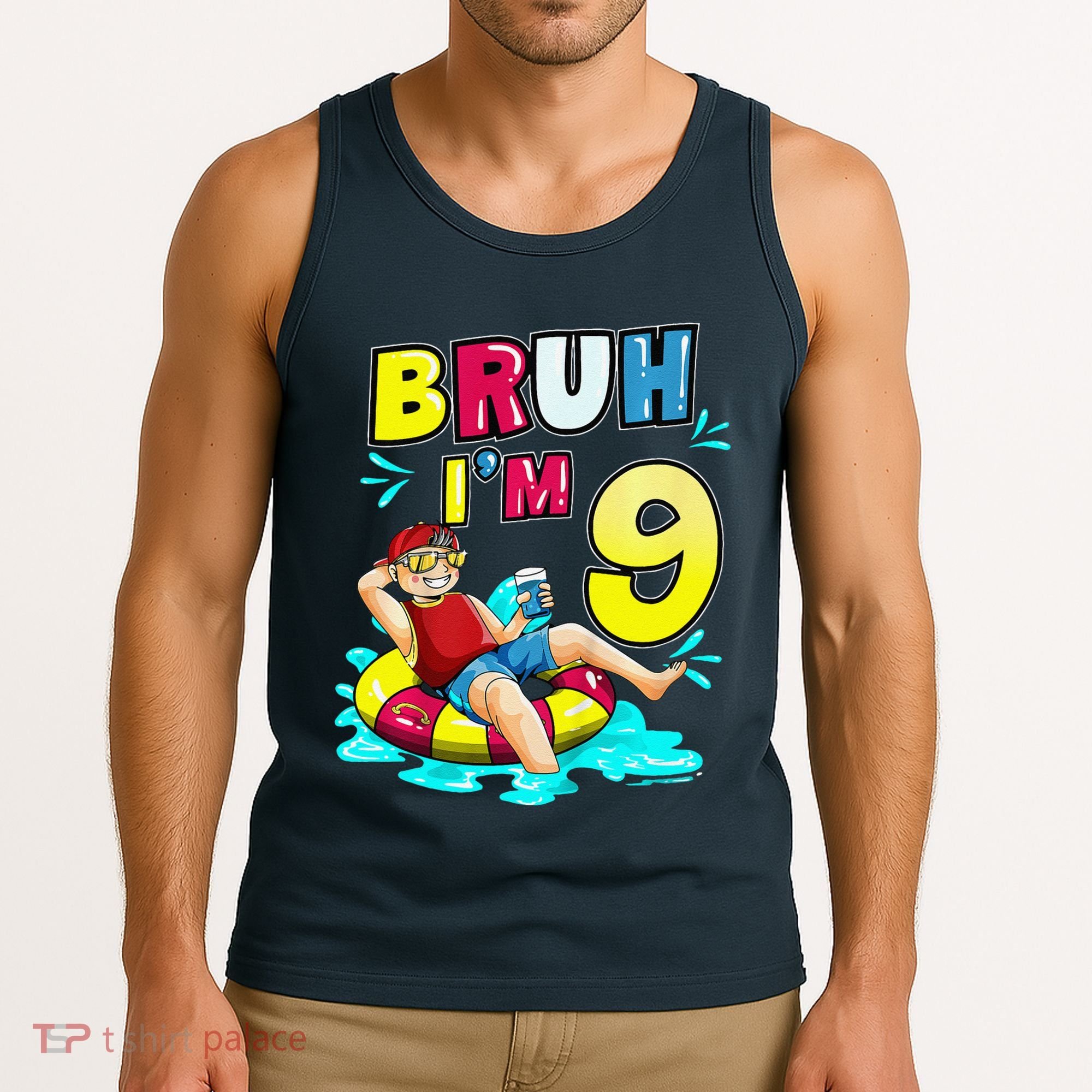 Bruh Im 9 Funny 9th Birthday Pool Party Beach Cool Tank Top