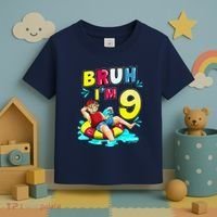 Bruh Im 9 Funny 9th Birthday Pool Party Beach Cool Toddler T-Shirt thumb 3