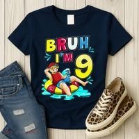 Bruh Im 9 Funny 9th Birthday Pool Party Beach Cool Women's T-Shirt thumb 3