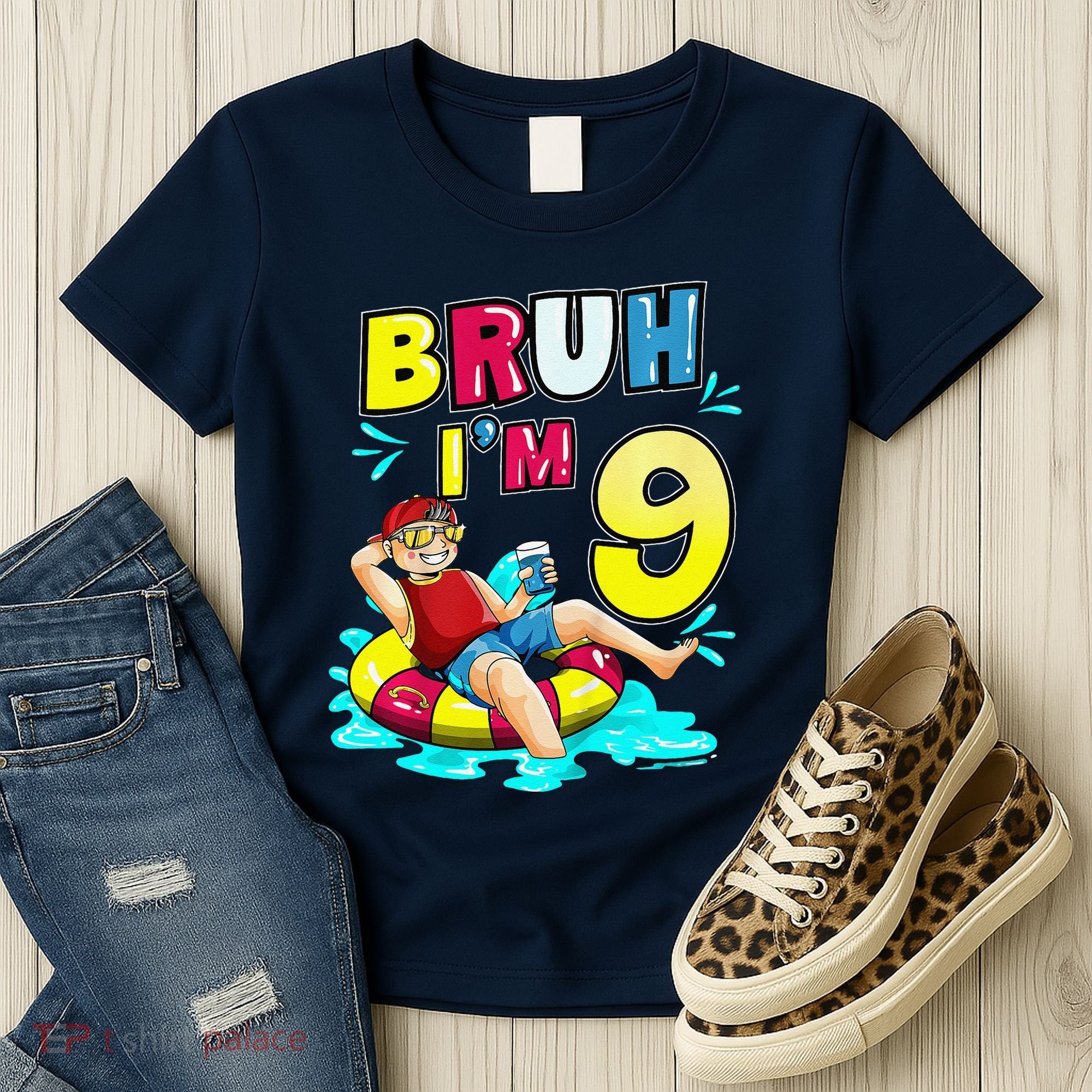 Bruh Im 9 Funny 9th Birthday Pool Party Beach Cool Women's T-Shirt
