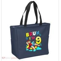 Bruh Im 9 Funny 9th Birthday Pool Party Beach Cool Tote Bag thumb 2