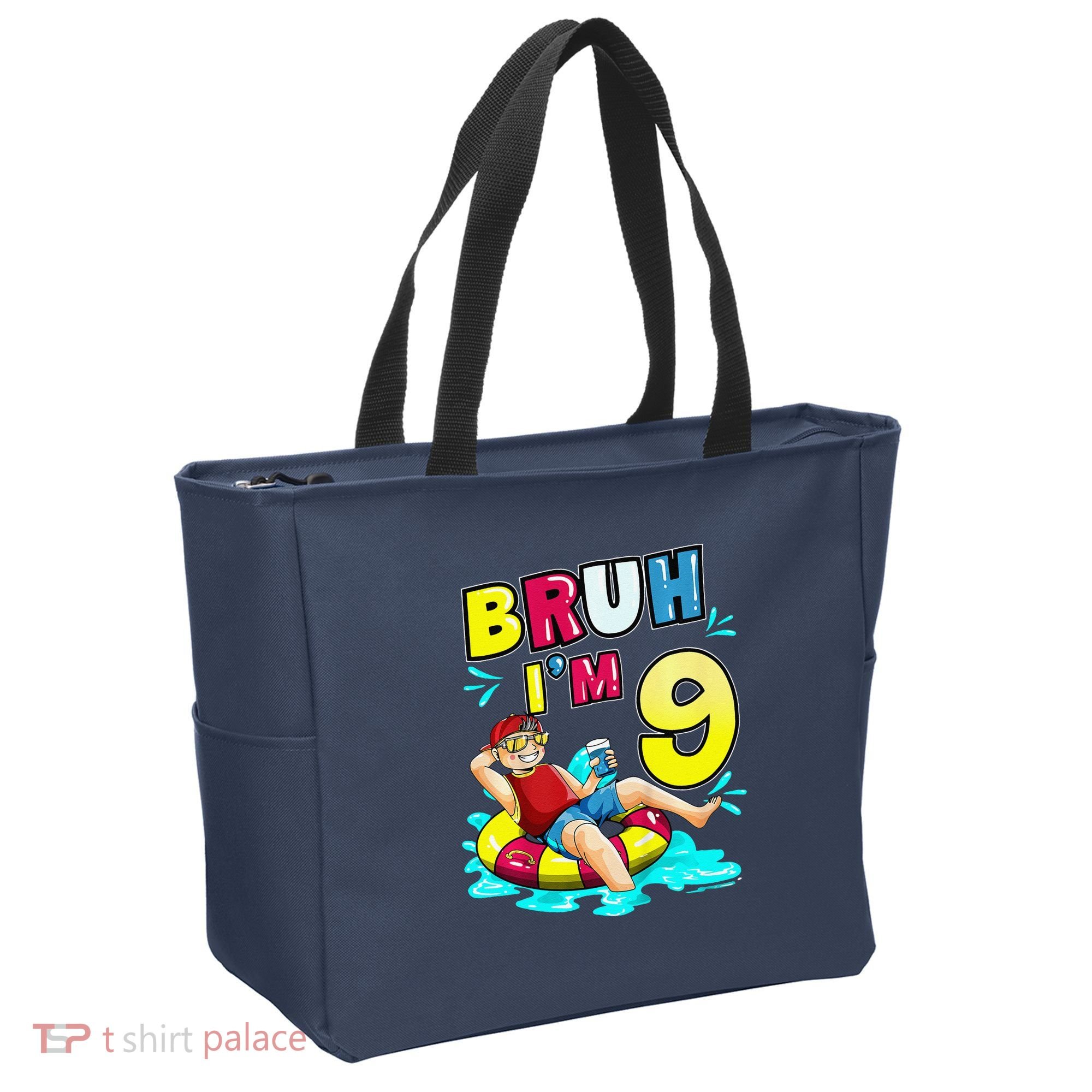 Bruh Im 9 Funny 9th Birthday Pool Party Beach Cool Tote Bag