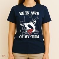 Be In Awe Of My Autism Funny Raccoon T-Shirt thumb 4