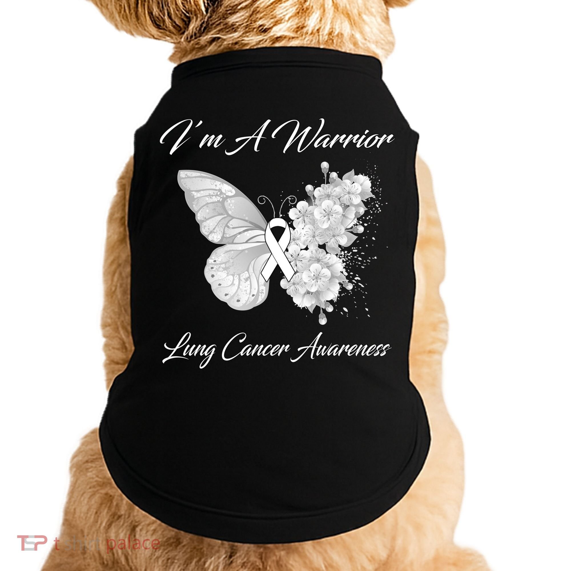 Butterfly I’m A Warrior Lung Cancer Awareness Gift Doggie Tank