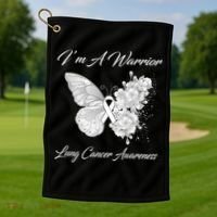 Butterfly I’m A Warrior Lung Cancer Awareness Gift Golf Towel thumb 1