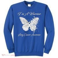 Butterfly I’m A Warrior Lung Cancer Awareness Gift Sweatshirt thumb 0