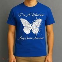 Butterfly I’m A Warrior Lung Cancer Awareness Gift T-Shirt thumb 3