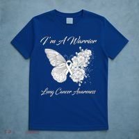 Butterfly I’m A Warrior Lung Cancer Awareness Gift T-Shirt thumb 5