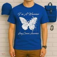 Butterfly I’m A Warrior Lung Cancer Awareness Gift T-Shirt thumb 6