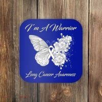 Butterfly I’m A Warrior Lung Cancer Awareness Gift Coaster thumb 0