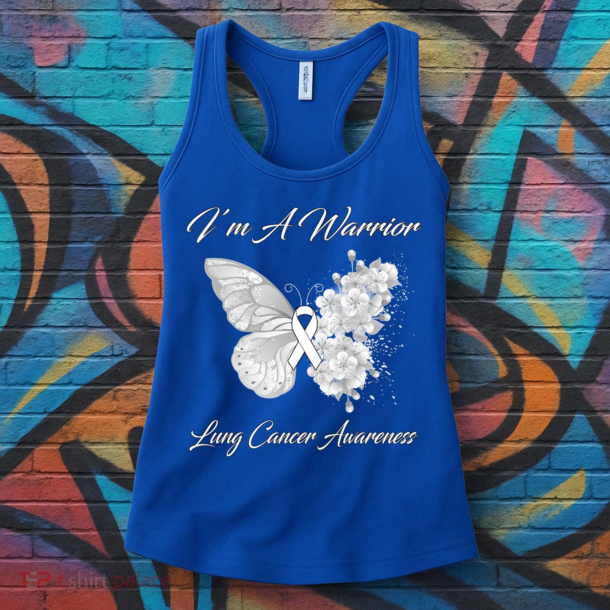 Butterfly I’m A Warrior Lung Cancer Awareness Gift Women's Tank Top