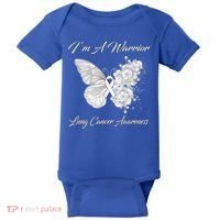 Butterfly I’m A Warrior Lung Cancer Awareness Gift Baby Bodysuit thumb 0