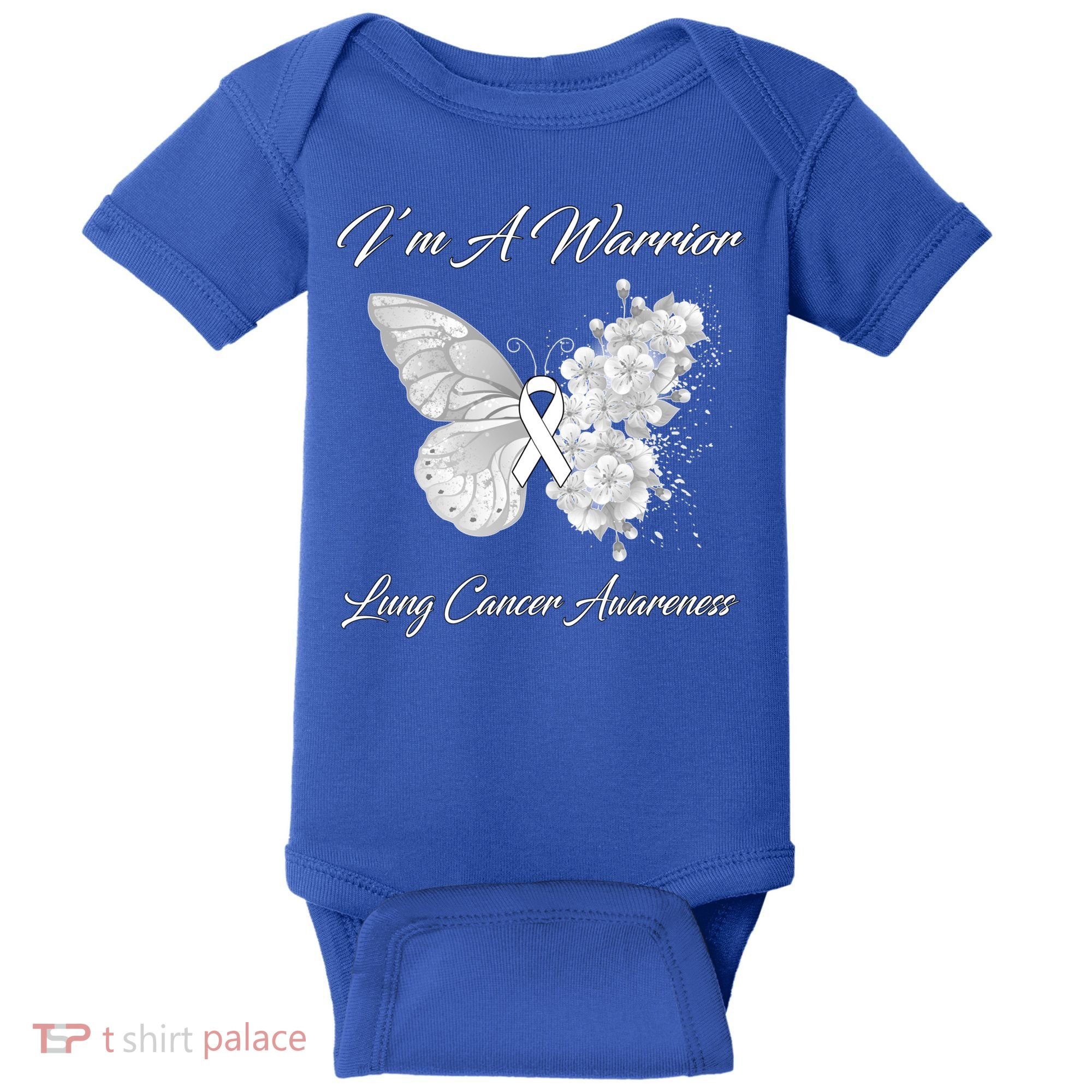 Butterfly I’m A Warrior Lung Cancer Awareness Gift Baby Bodysuit