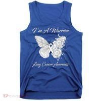 Butterfly I’m A Warrior Lung Cancer Awareness Gift Tank Top thumb 0