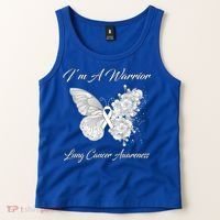 Butterfly I’m A Warrior Lung Cancer Awareness Gift Tank Top thumb 2