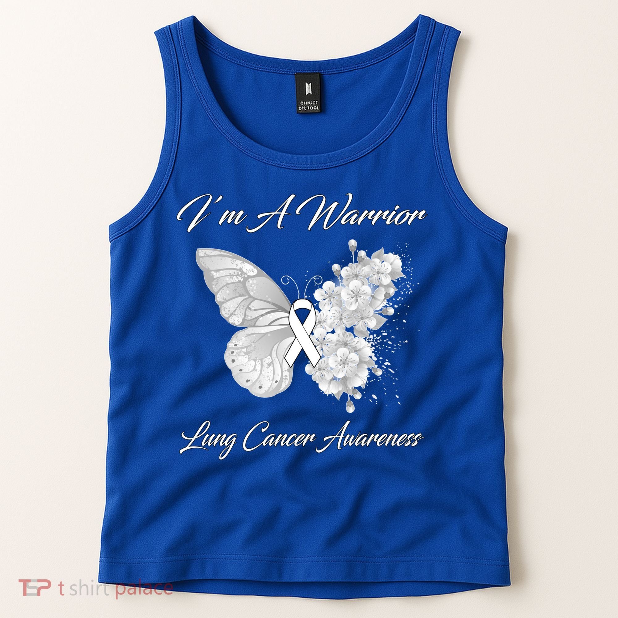 Butterfly I’m A Warrior Lung Cancer Awareness Gift Tank Top