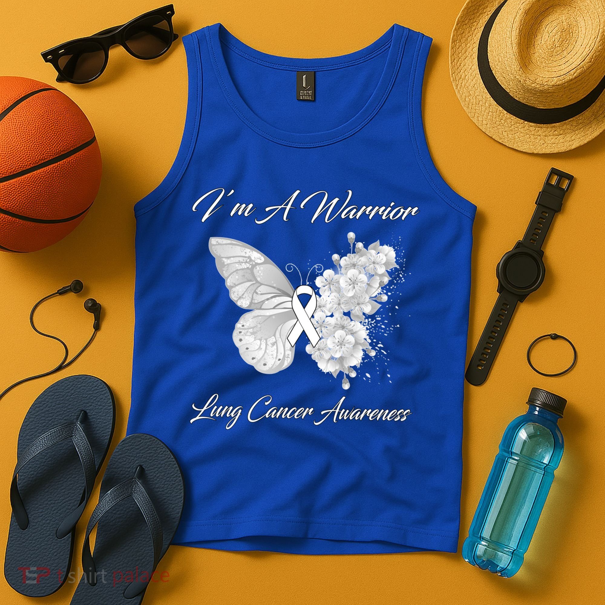 Butterfly I’m A Warrior Lung Cancer Awareness Gift Tank Top