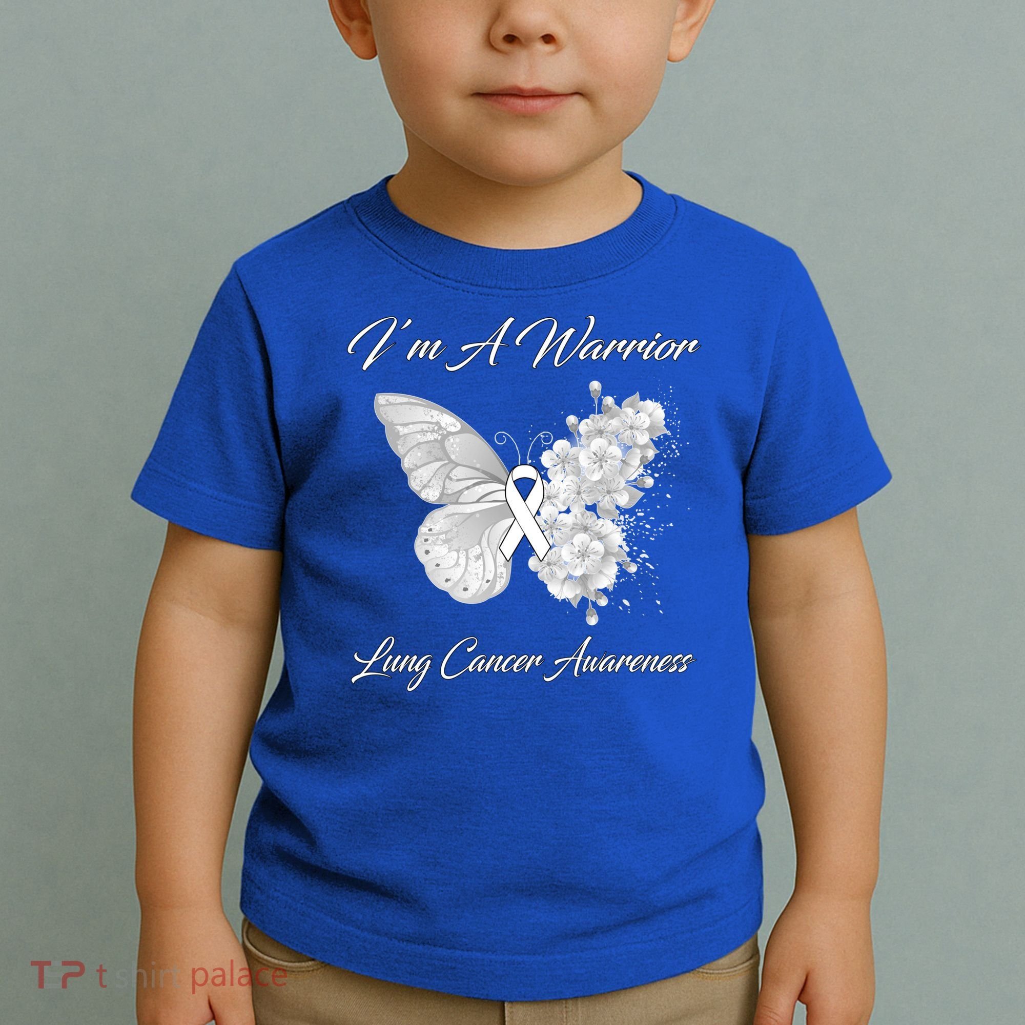 Butterfly I’m A Warrior Lung Cancer Awareness Gift Toddler T-Shirt