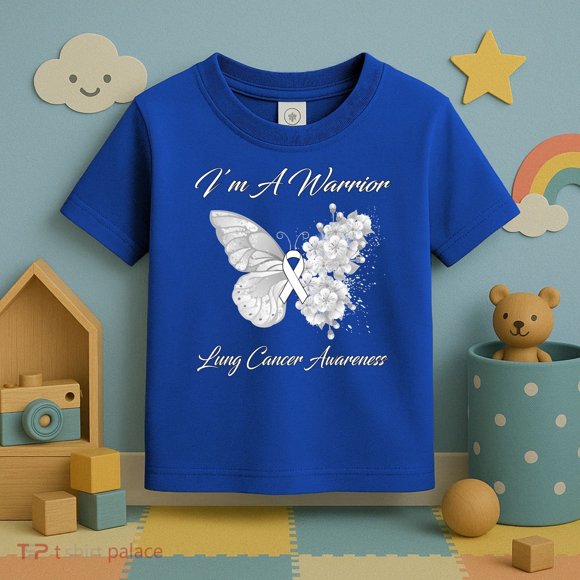 Butterfly I’m A Warrior Lung Cancer Awareness Gift Toddler T-Shirt