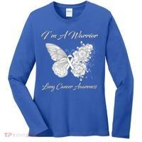 Butterfly I’m A Warrior Lung Cancer Awareness Gift Women's Long Sleeve Shirt thumb 0
