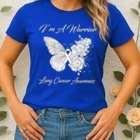 Butterfly I’m A Warrior Lung Cancer Awareness Gift Women's T-Shirt thumb 2