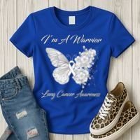 Butterfly I’m A Warrior Lung Cancer Awareness Gift Women's T-Shirt thumb 3