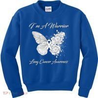 Butterfly I’m A Warrior Lung Cancer Awareness Gift Kids Sweatshirt thumb 0