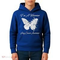 Butterfly I’m A Warrior Lung Cancer Awareness Gift Kids Hoodie thumb 4