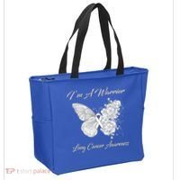 Butterfly I’m A Warrior Lung Cancer Awareness Gift Tote Bag thumb 2