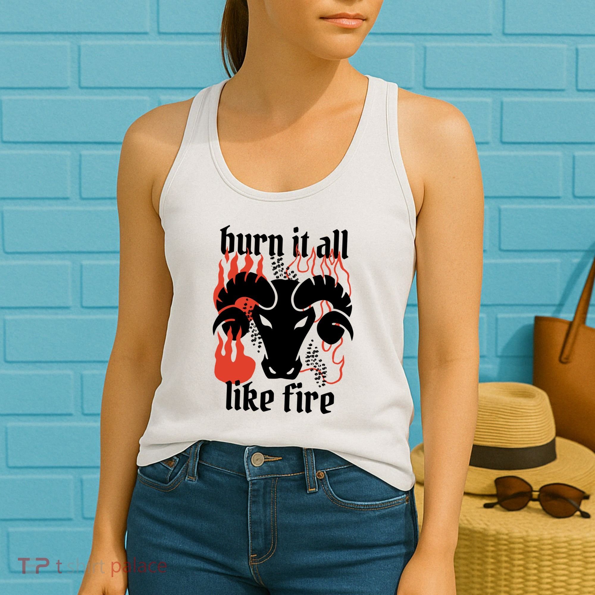 Burn It All Like Fire Aries Zodiac Women's Tank Top