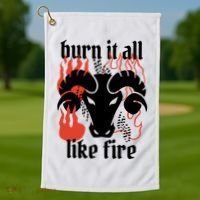 Burn It All Like Fire Aries Zodiac Golf Towel thumb 1