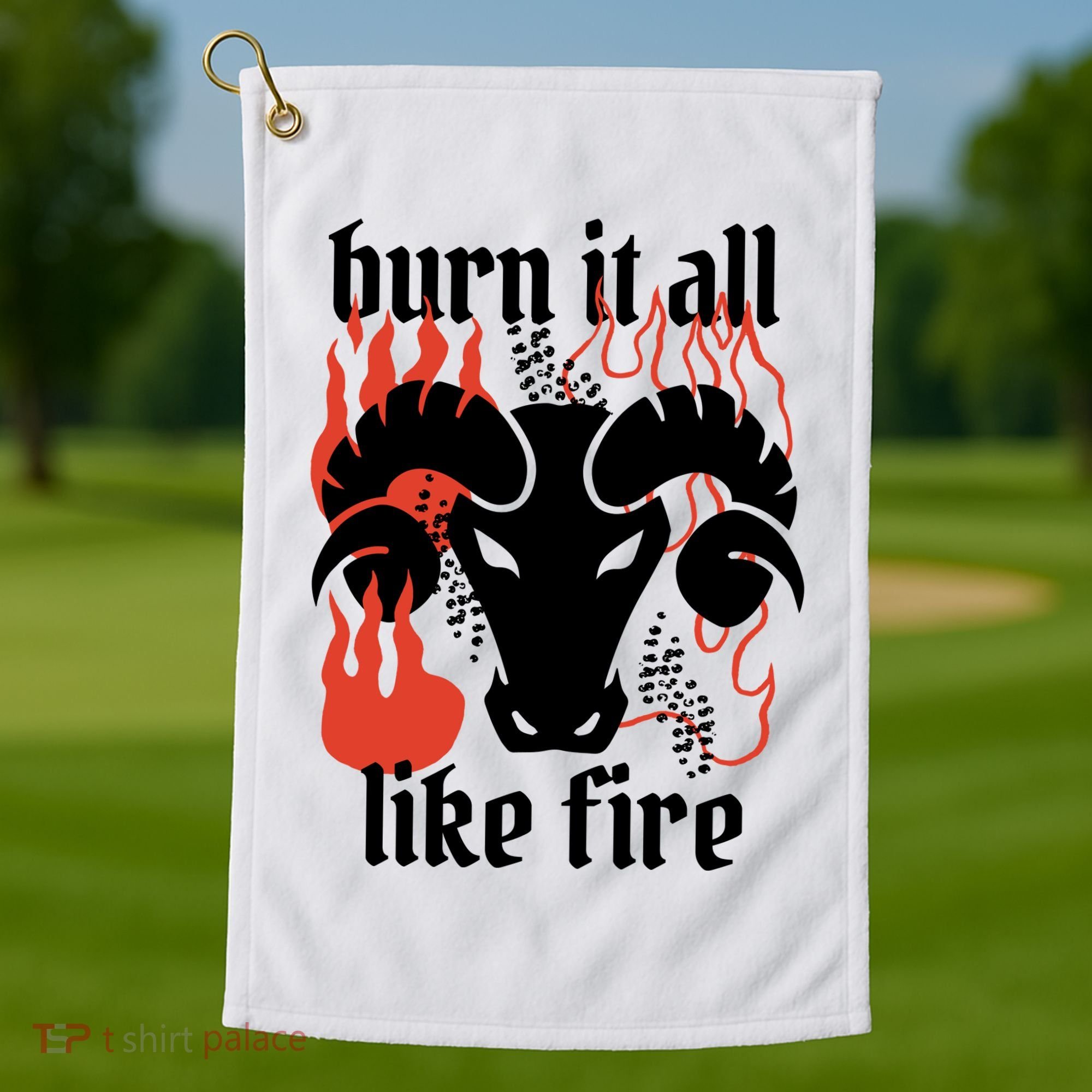 Burn It All Like Fire Aries Zodiac Golf Towel