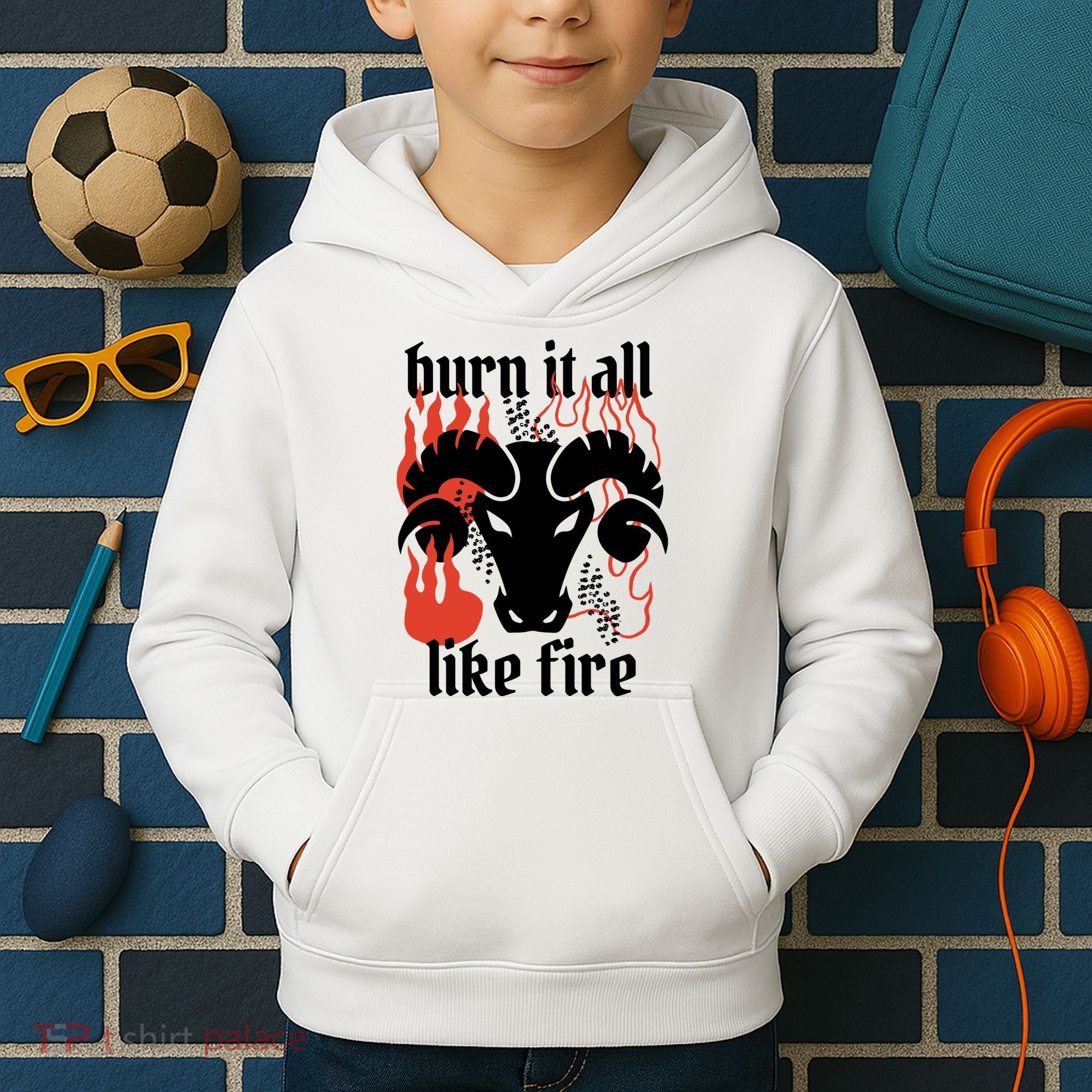 Burn It All Like Fire Aries Zodiac Kids Hoodie