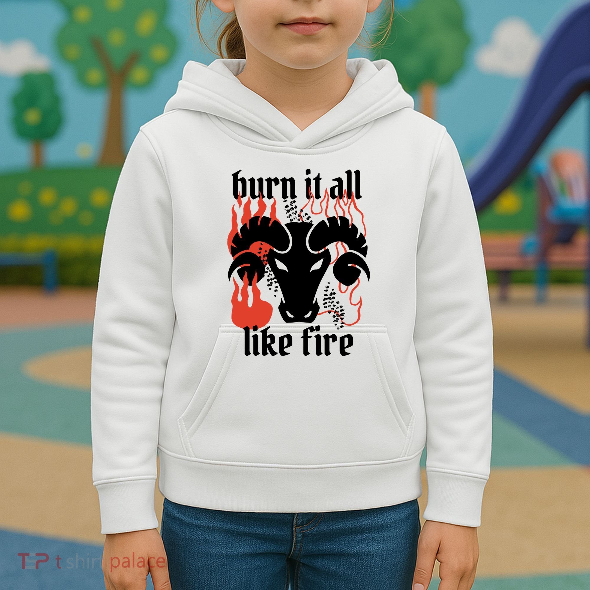 Burn It All Like Fire Aries Zodiac Kids Hoodie