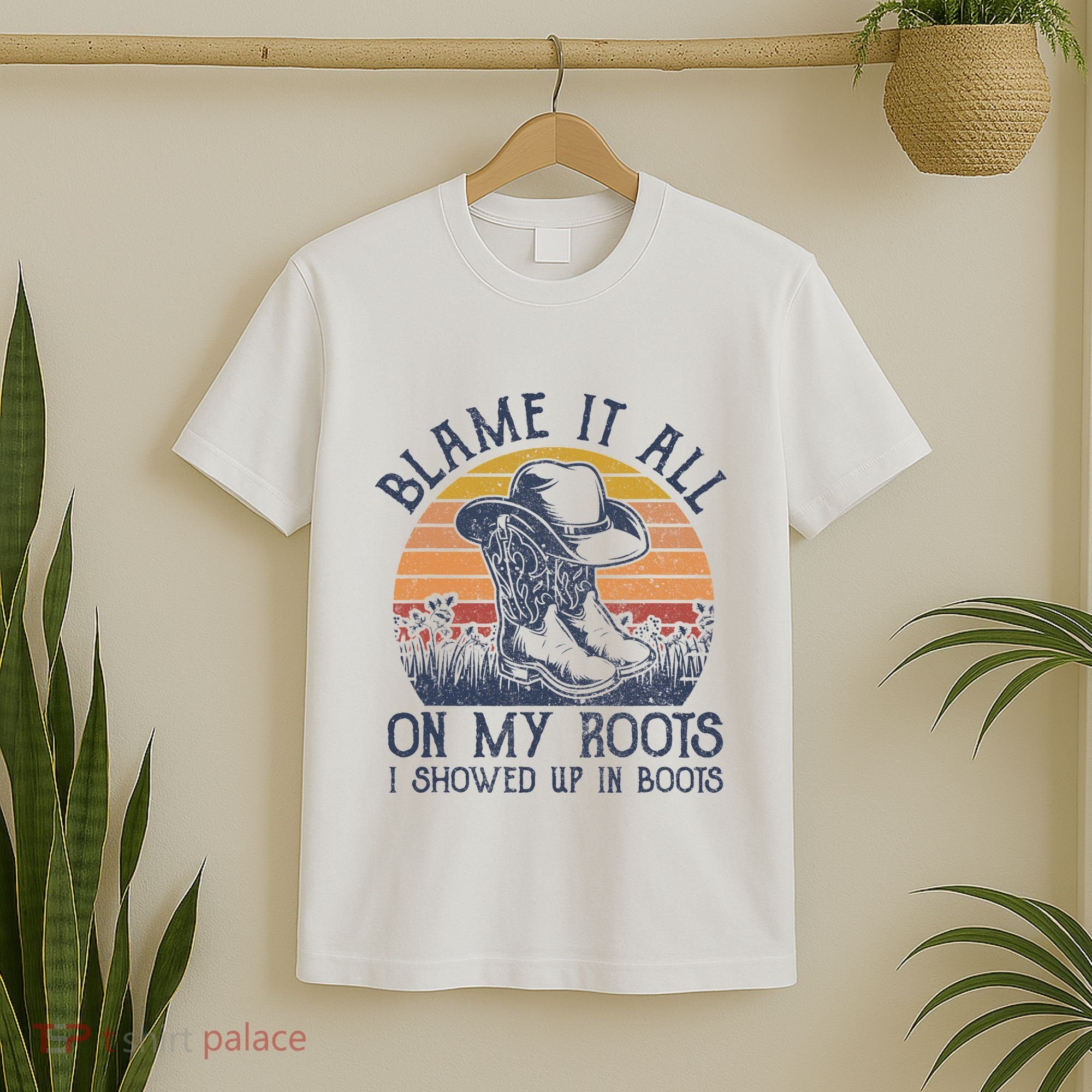 Blame It All On My Roots Cowboy Hat Western Country Music T-Shirt