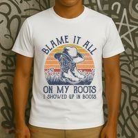 Blame It All On My Roots Cowboy Hat Western Country Music T-Shirt thumb 3