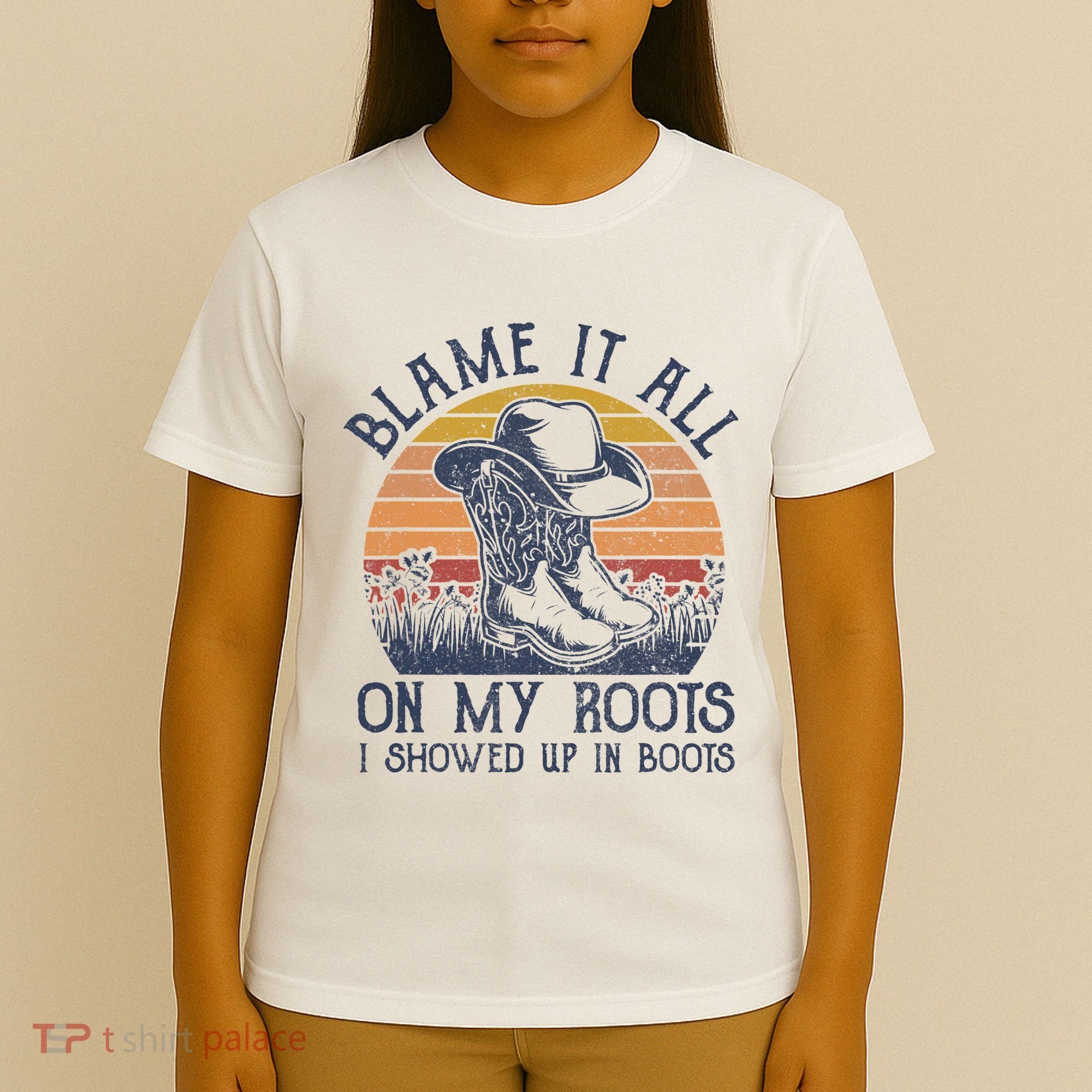 Blame It All On My Roots Cowboy Hat Western Country Music T-Shirt