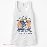Blame It All On My Roots Cowboy Hat Western Country Music Women's Tank Top thumb 0