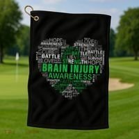 Brain Injury Awareness Fighting Hope Support Strong Warrior Golf Towel thumb 1