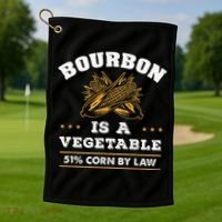 Bourbon Is A Vegetable Whiskey Funny Bourbon Drinking Golf Towel thumb 1