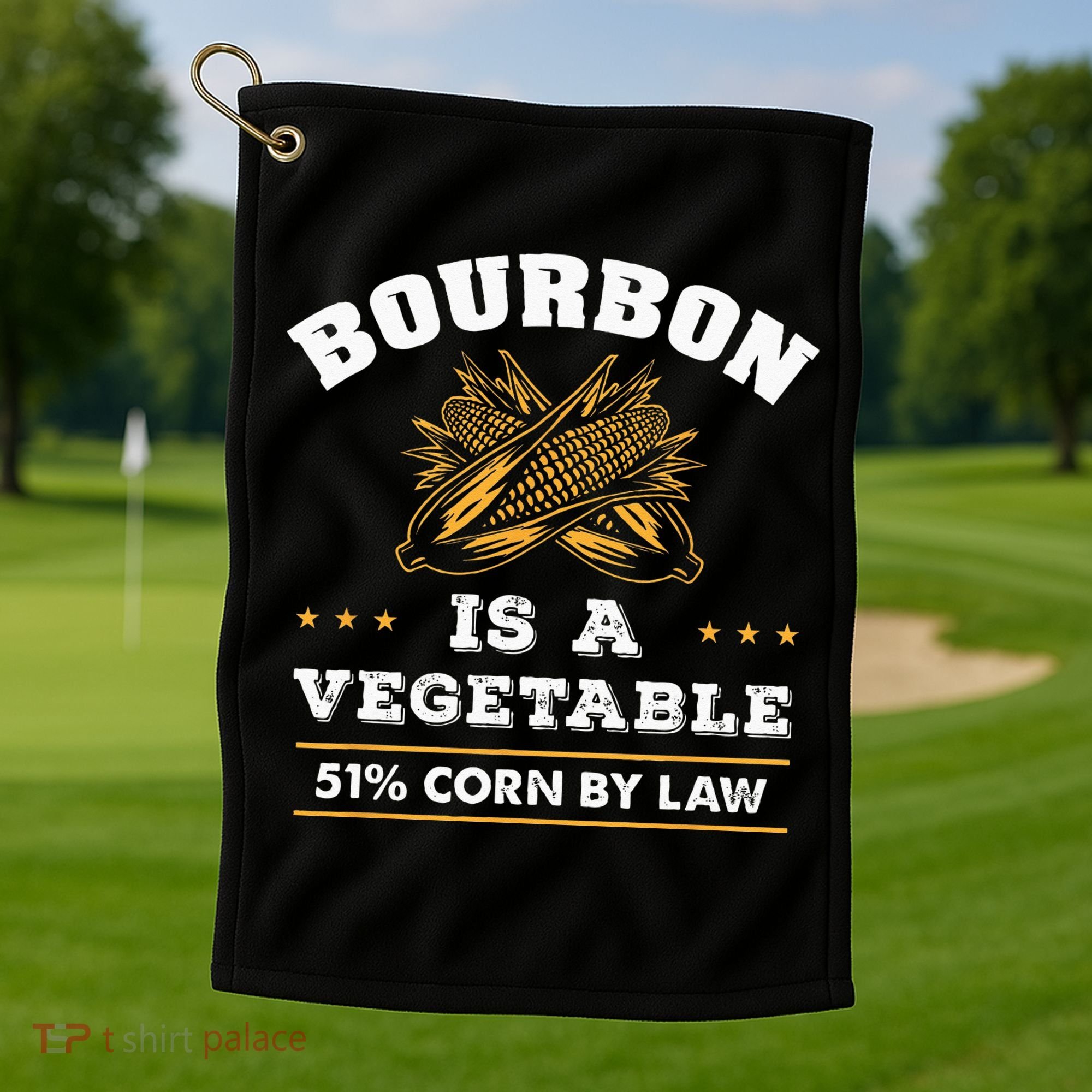 Bourbon Is A Vegetable Whiskey Funny Bourbon Drinking Golf Towel
