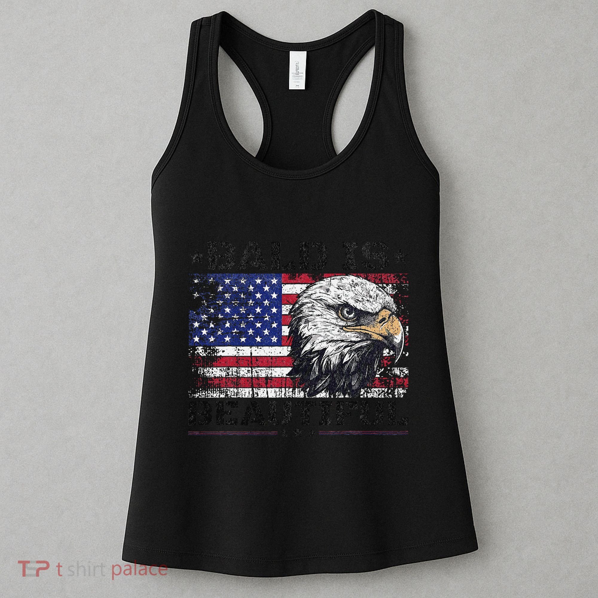 Bald Is Beautiful 4th Of July Independence Day America Eagle Women's Tank Top