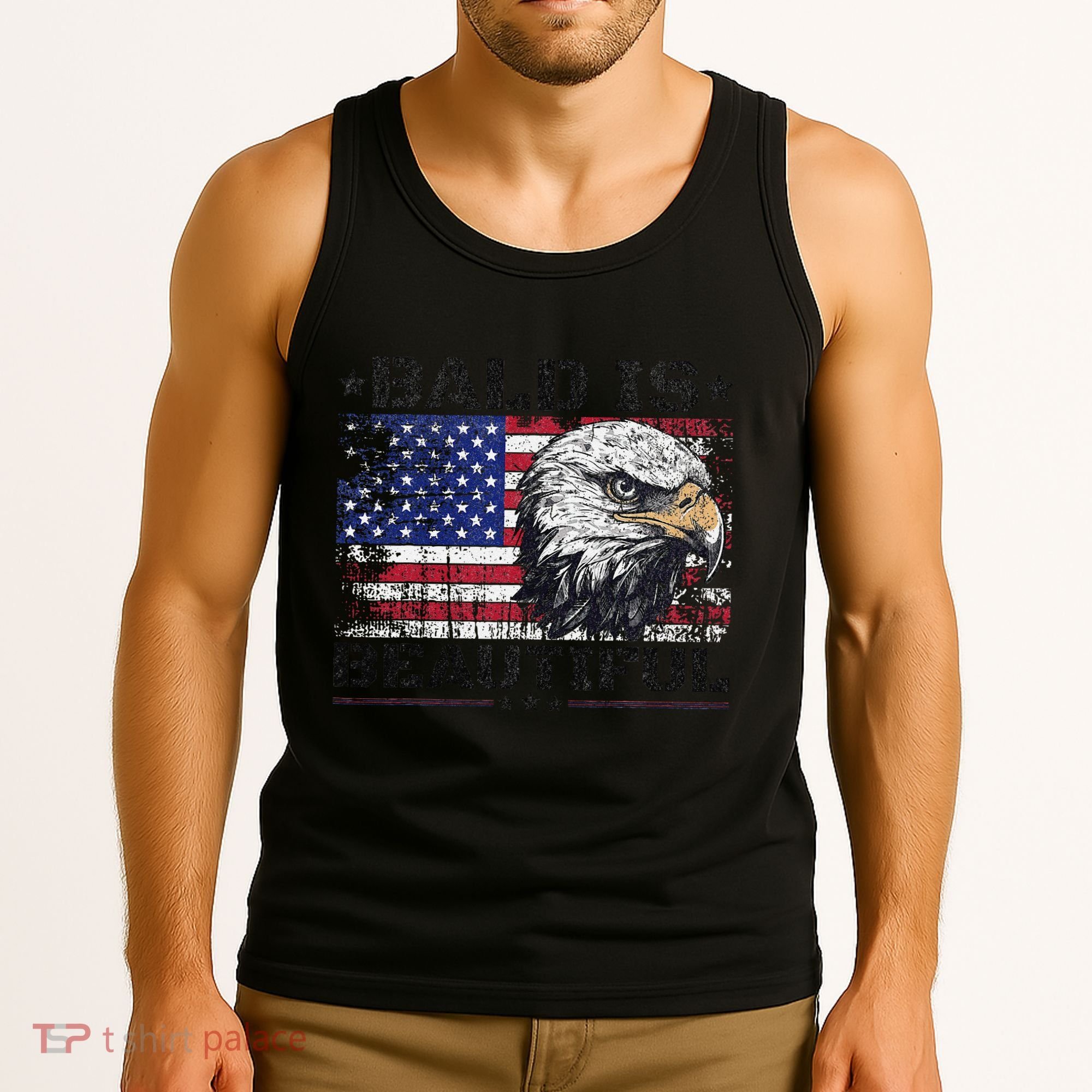 Bald Is Beautiful 4th Of July Independence Day America Eagle Tank Top