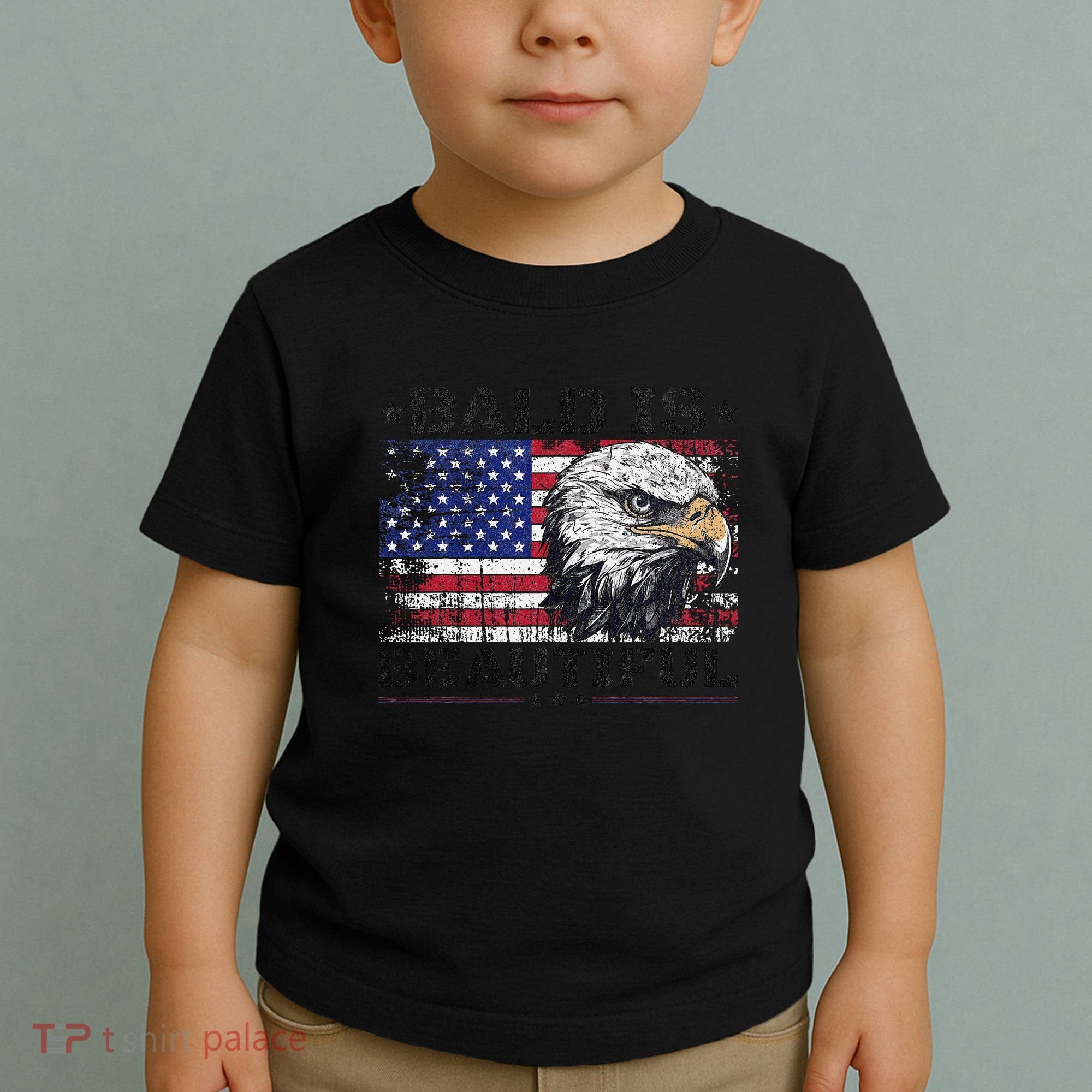 Bald Is Beautiful 4th Of July Independence Day America Eagle Toddler T-Shirt