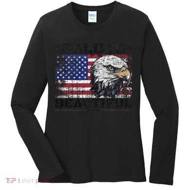Bald Is Beautiful 4th Of July Independence Day America Eagle Women's Long Sleeve Shirt