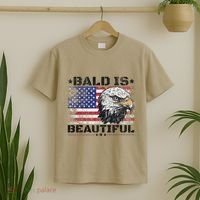 Bald Is Beautiful 4th Of July Independence Day America Eagle T-Shirt thumb 2
