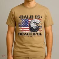 Bald Is Beautiful 4th Of July Independence Day America Eagle T-Shirt thumb 3